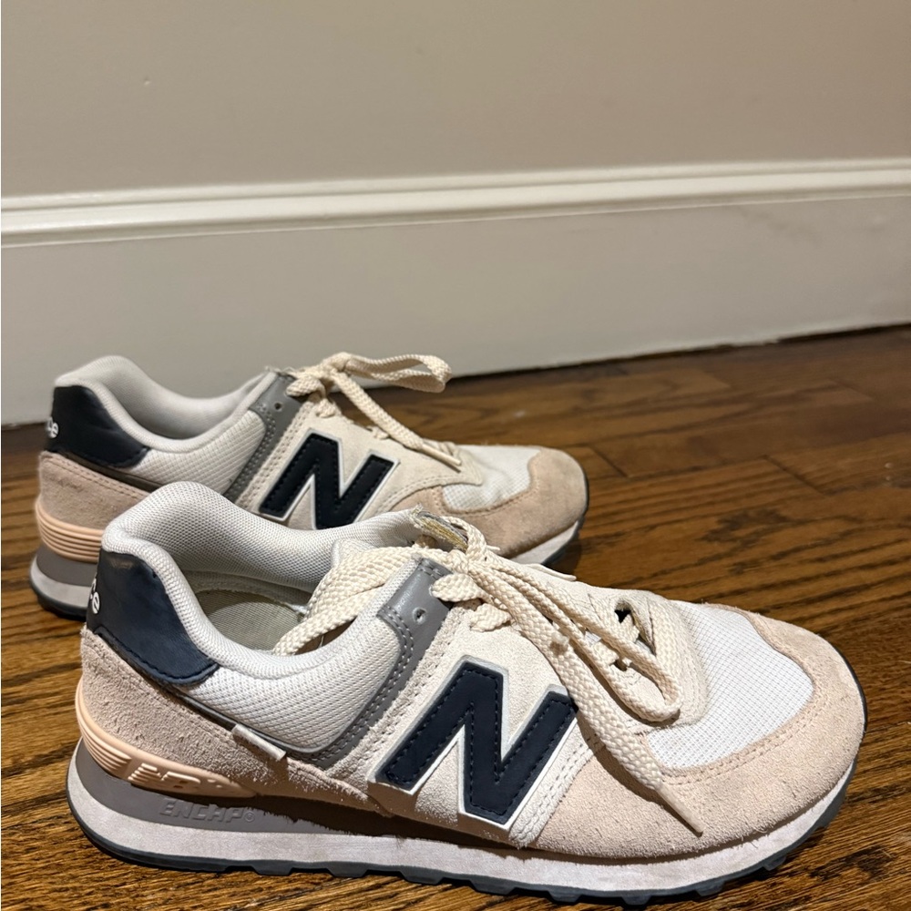 New Balance Women’s 574 Sneakers - Pink/Cream/Black,  size 9